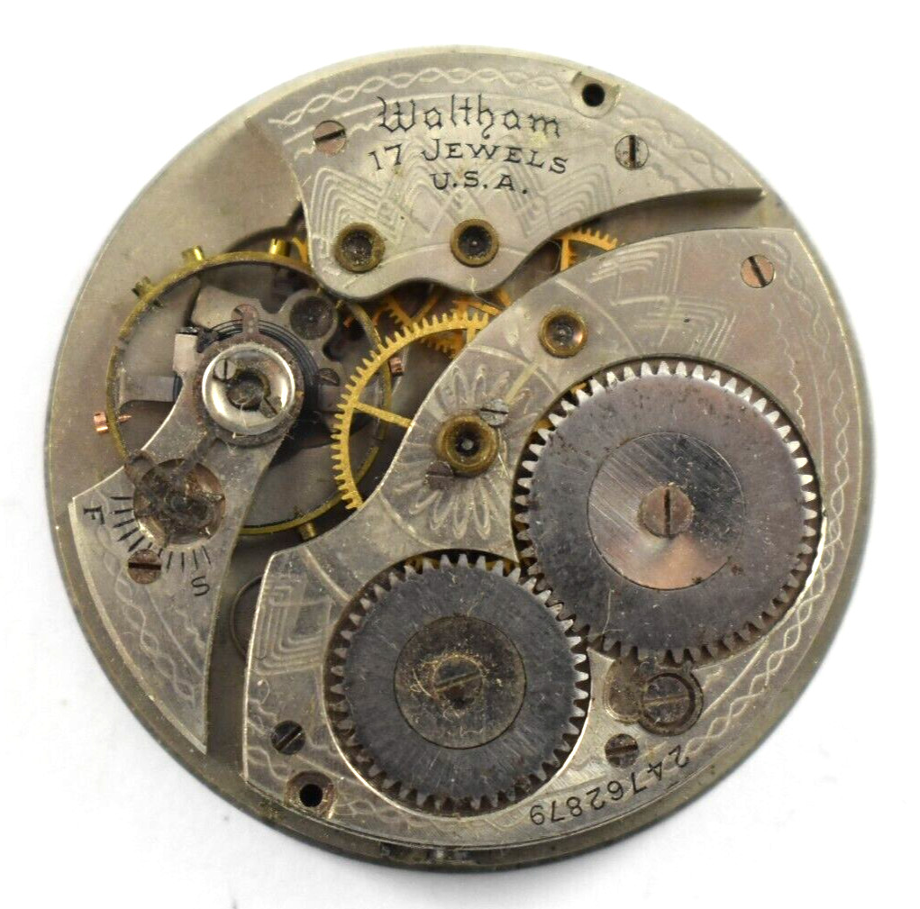 Vintage Waltham Grade 225 12s 17J OF Pocket Watch Movement lot.wc