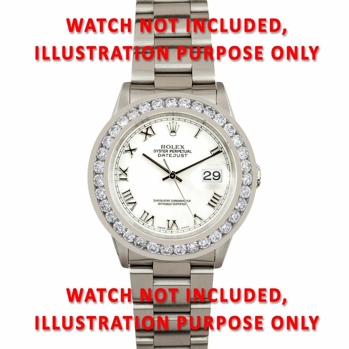 MENS 4CT NATURAL DIAMOND BEZEL CHANNEL SET 14KW FOR ROLEX DATEJUST, PRESIDENT