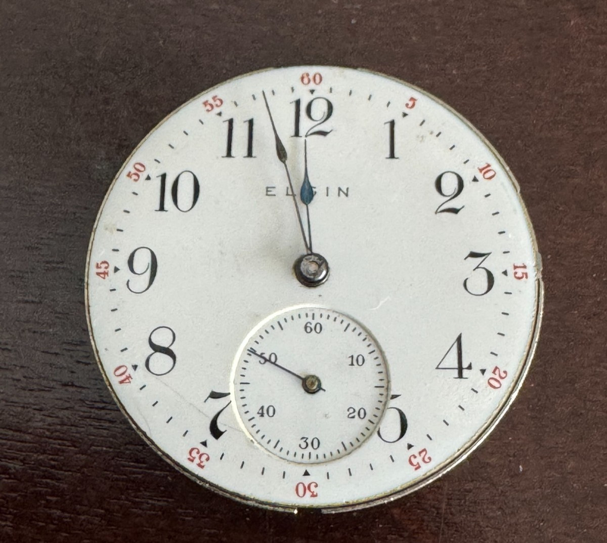 0 SIZE ELGIN GRADE 324 OPEN FACE POCKET WATCH MOVEMENT KEEPING TIME