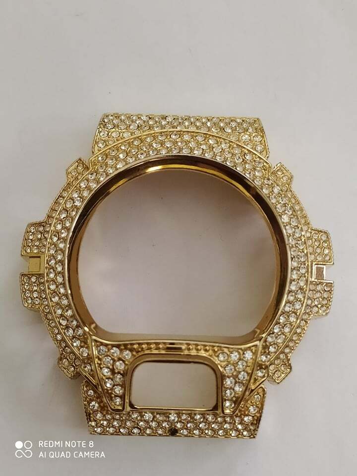 Yellow Gold Diamond Casio G-Shock DW6900 Watch Bezel –