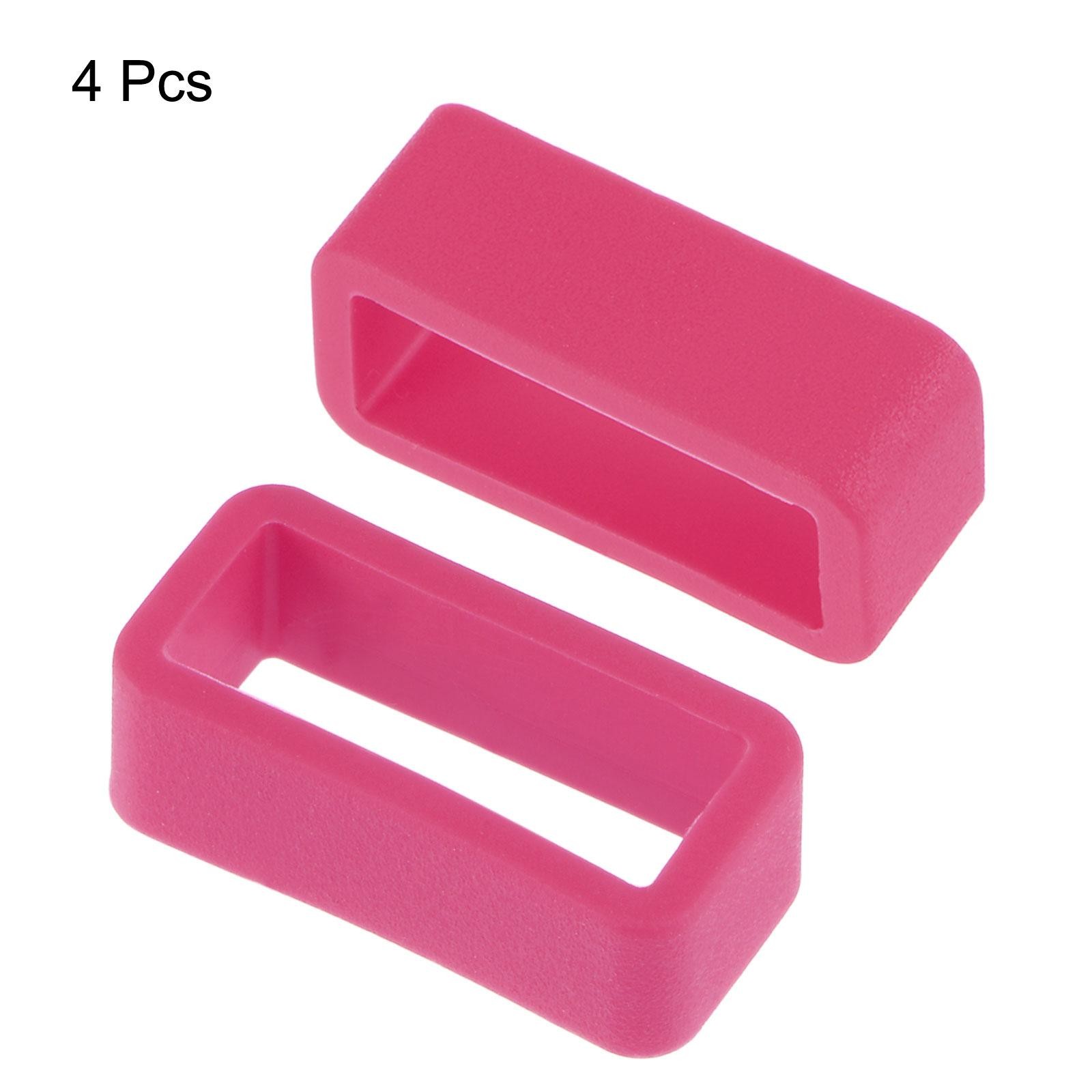 Watch Band Strap Loops Silicone for 16mm Width Watch Band, Rose Red 4 Pcs