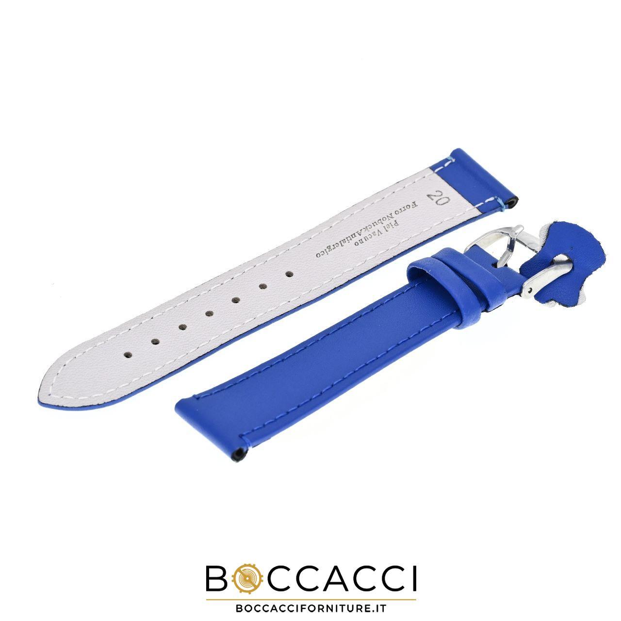 DILOY 18mm Blue Smooth Unpadded Leather Strap (NEW)