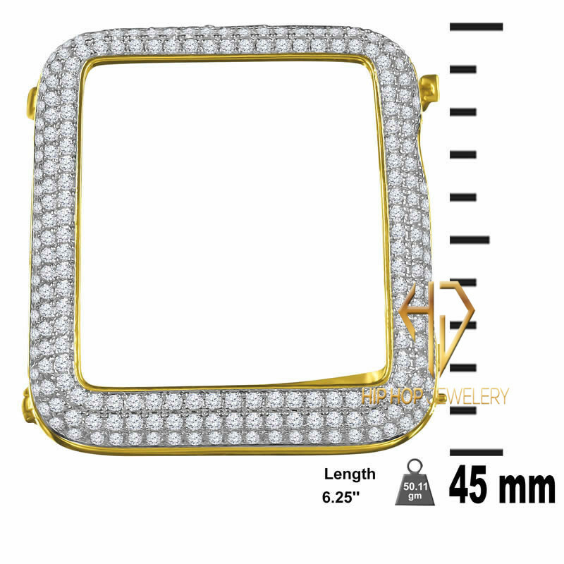 Apple Watch Series 4 Custom Bezel 44 mm 14K Yellow Gold Tone Bracelet 9 Row Band