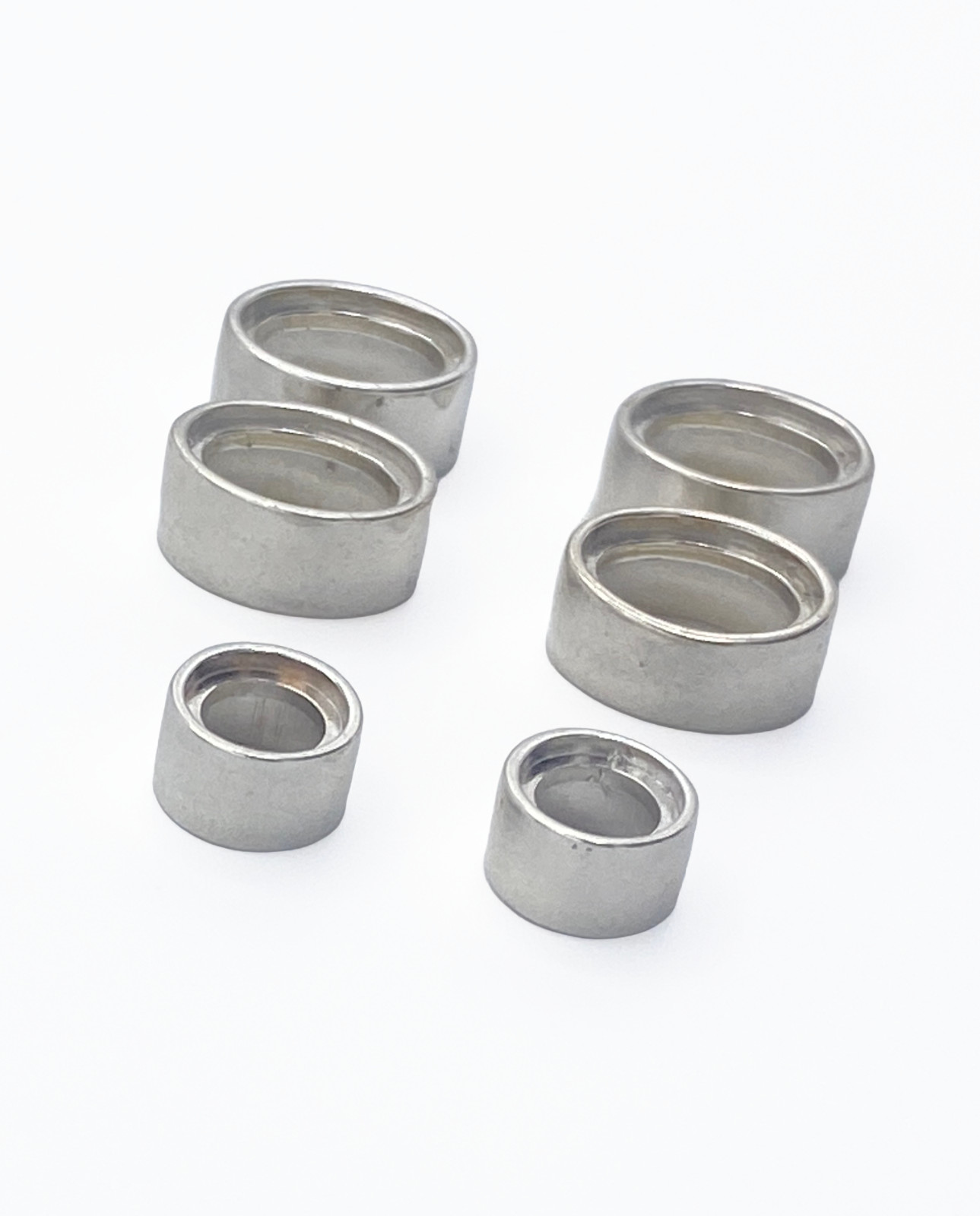 6 Sterling Silver Casted Tube Bezel Settings 5mm Round 8x6mm Oval .925