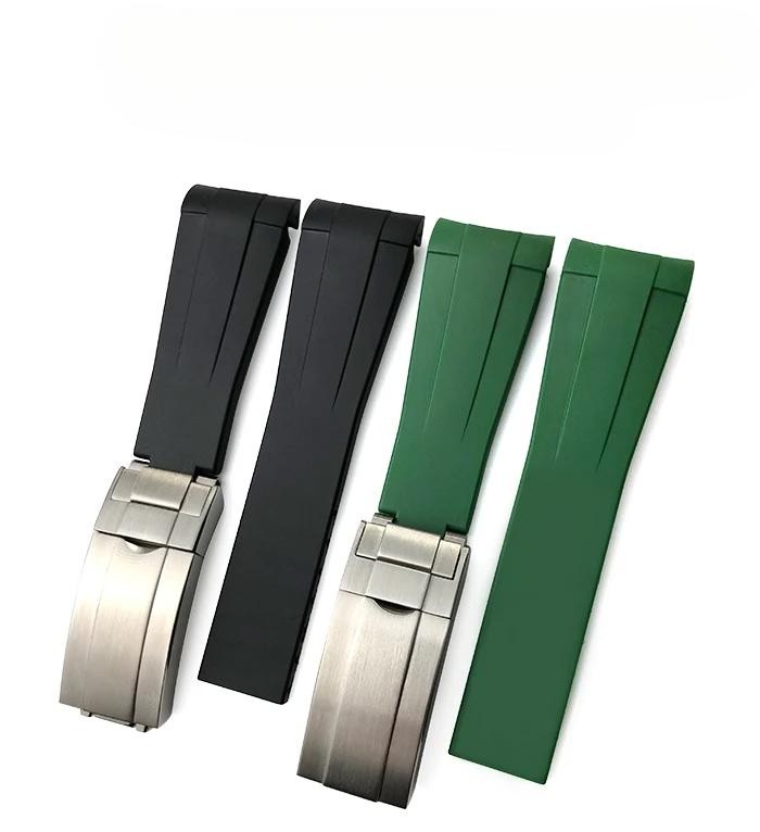 New 20mm/ 21mm/ 22mm Black Silicone Rubber Watch Strap Band for Rolex Oyster