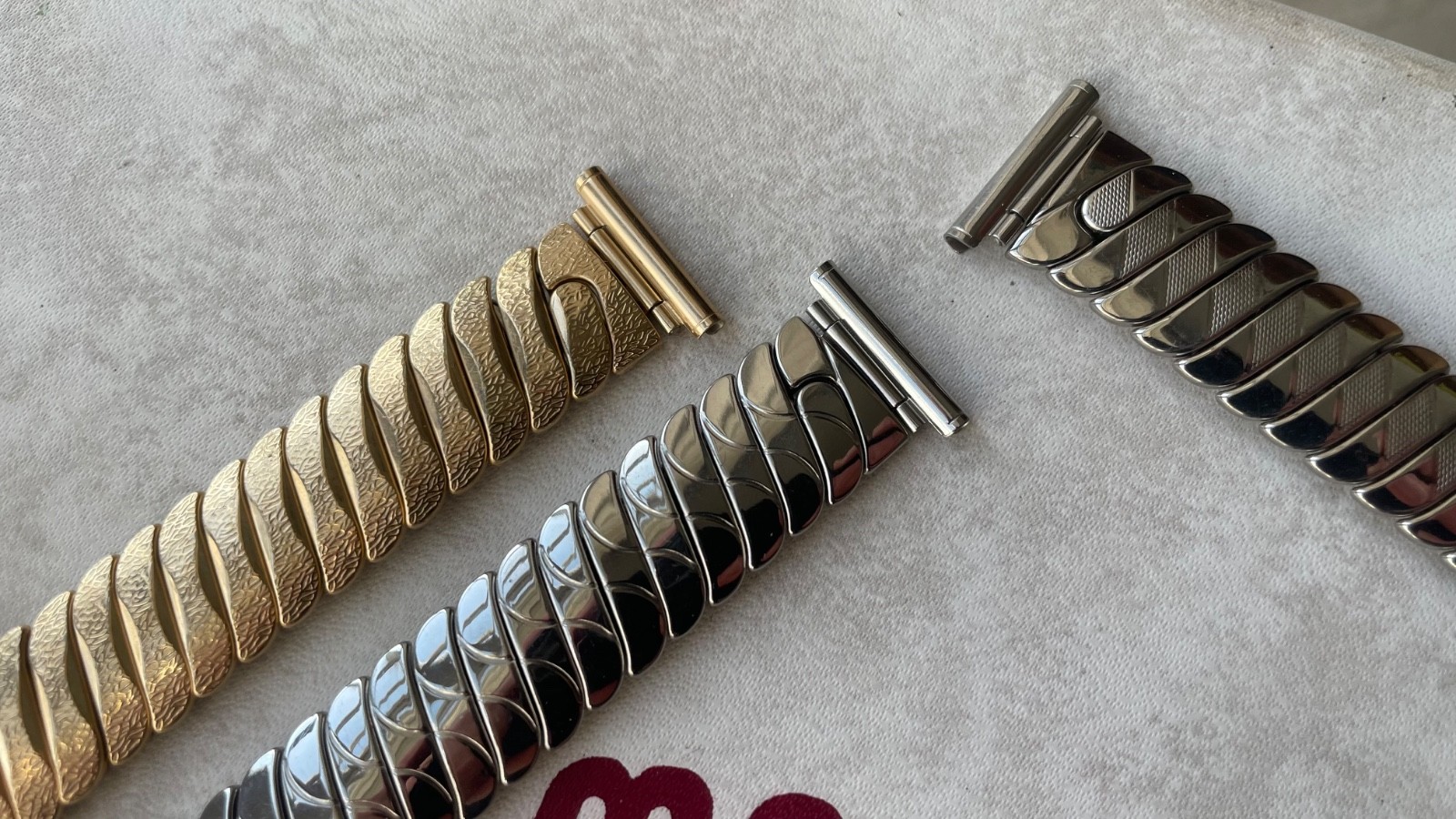 Original Montal made in England steel and gold stretch bracelets 18mm & 20mm
