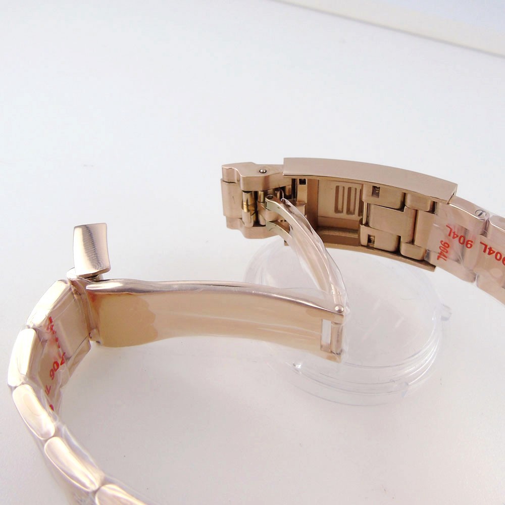 40mm 316L Steel Men Watch Full Rose Golden Case Fit NH35 ETA2824 Sapphire 20BAR