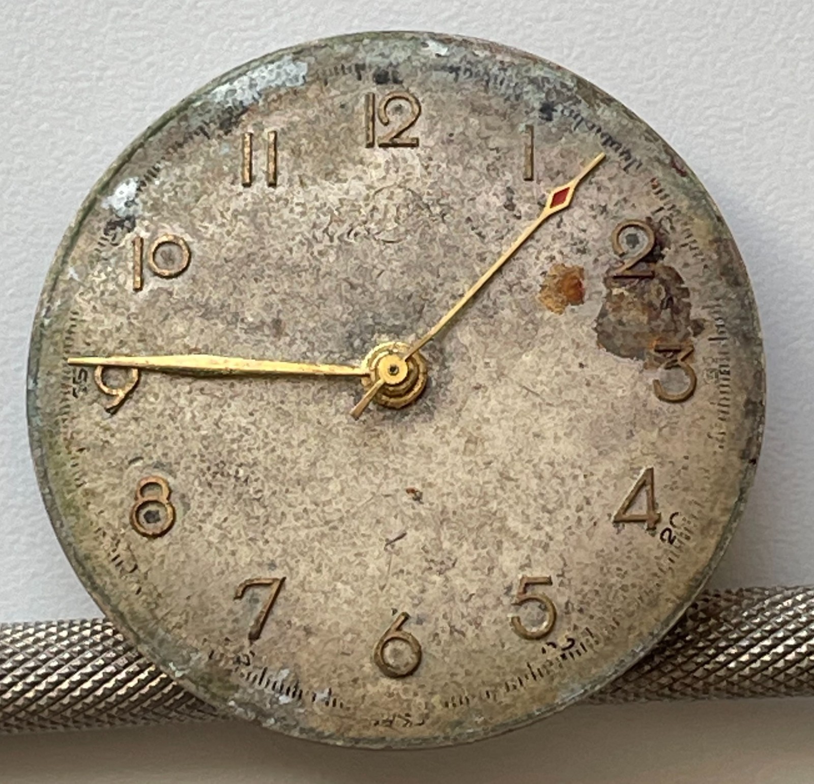 Vintage Enicar Watch Movement Dial Hands Red Tip Repair 30.8mm Parts Repair
