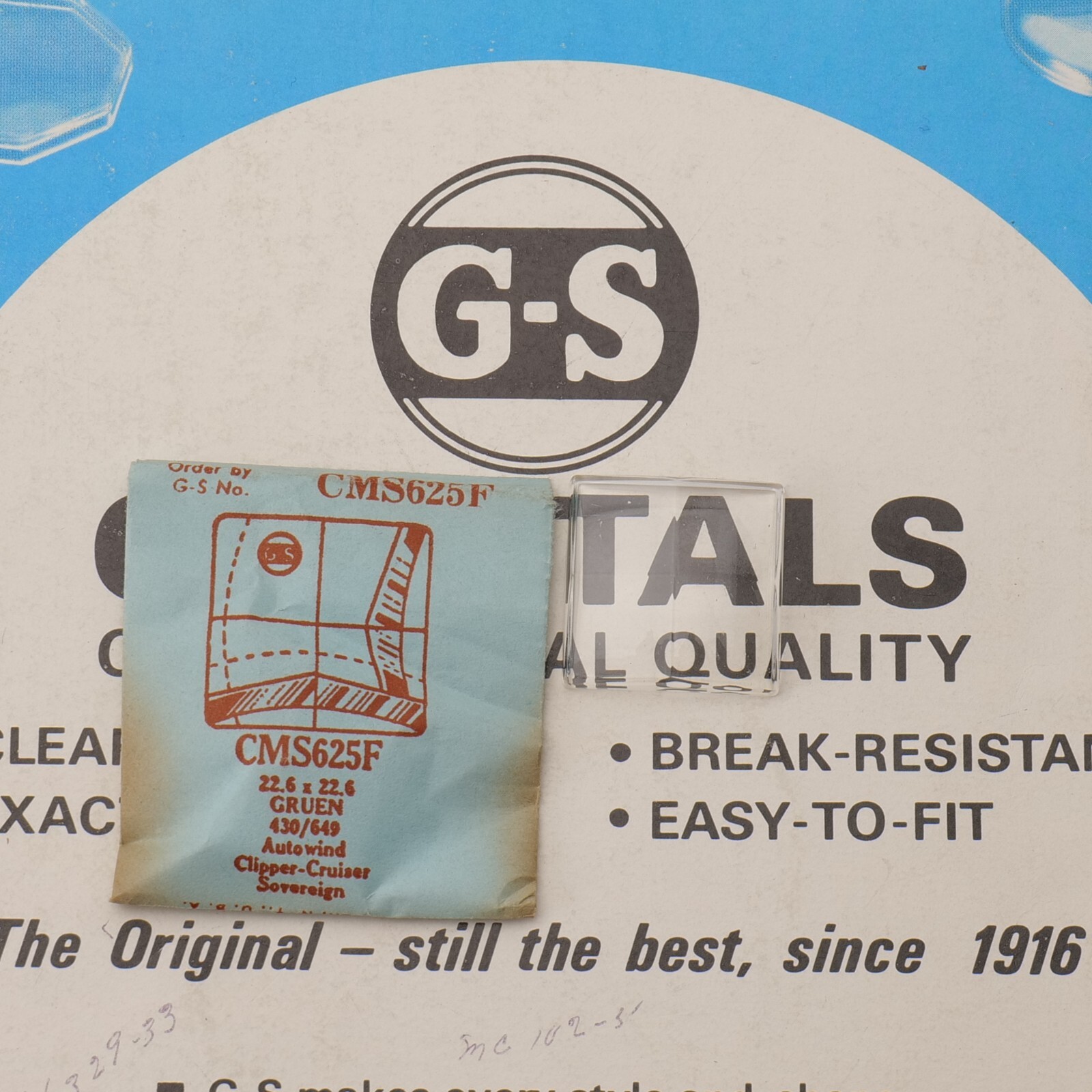 Vintage NOS GS Watch Crystal CMS625F Gruen 430/649 – 22.6 x 22.6mm NEW (MS)