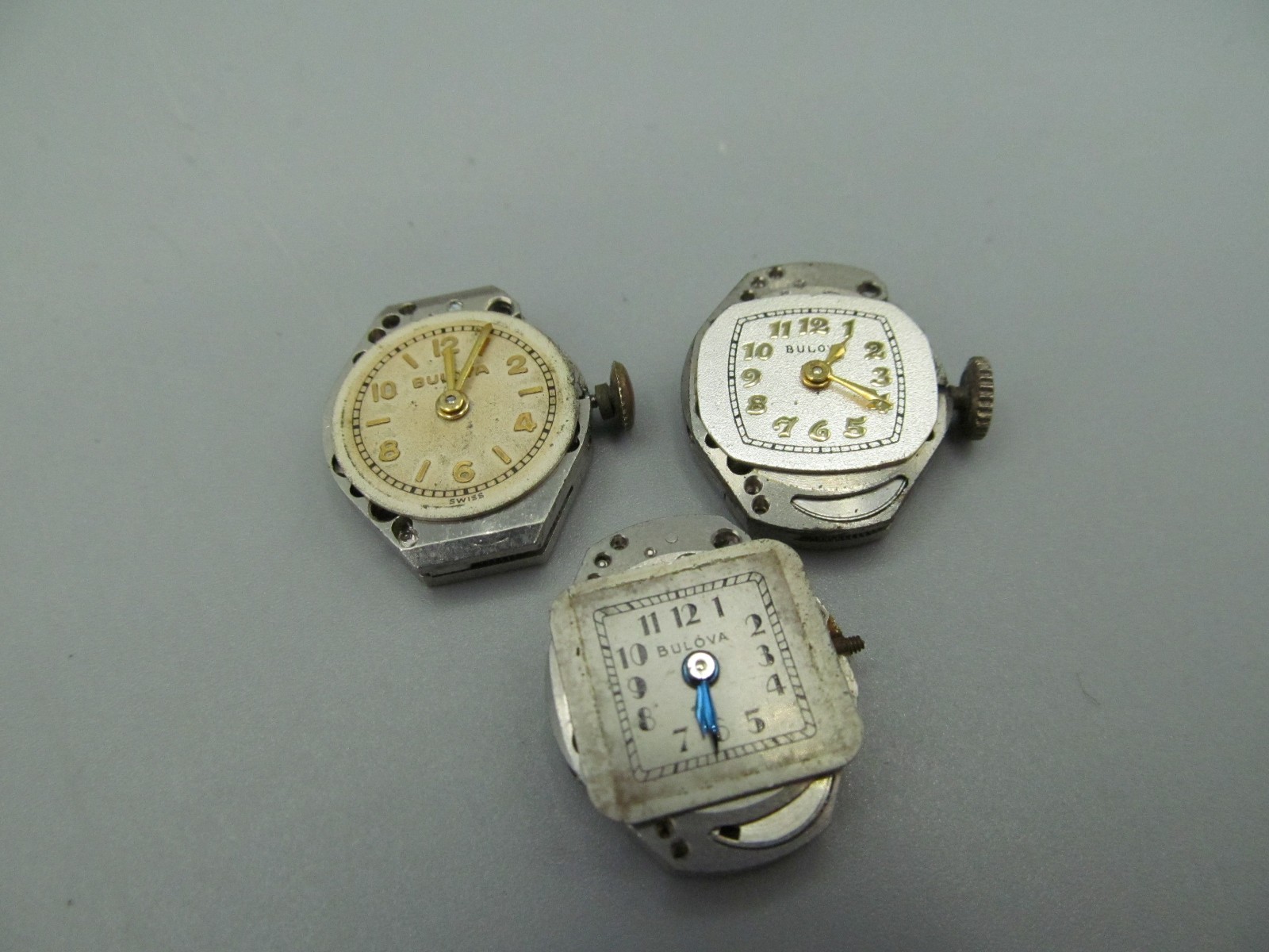 3 Vintage Watch Movements Bulova 6BC 6AM 6BA