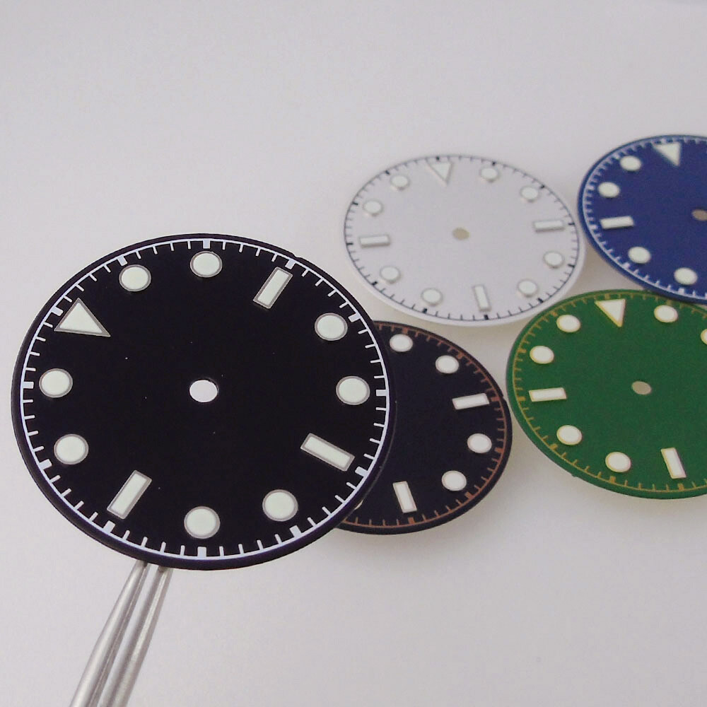 29mm Black White Green Blue Dial Fit Vintage Style NH35A NH36 2824 8215 movement