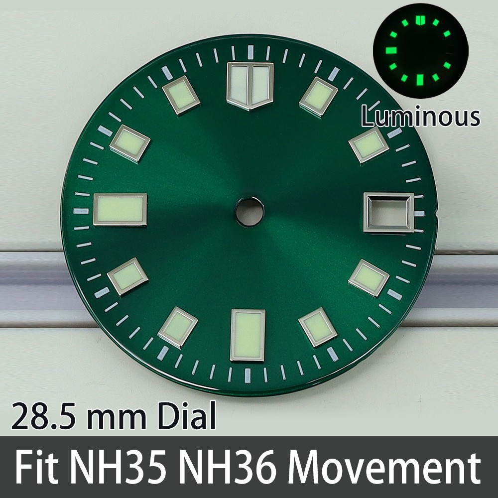 28.5mm 3C Luminous Watch Dial Turtle Mod For Seiko NH35 NH36 Movement