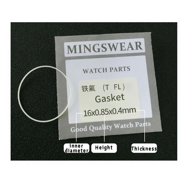 16-40mm White Watch Crystal Sealing Gasket 0.85mm Thick 0.4mm Front Glass I-Ring