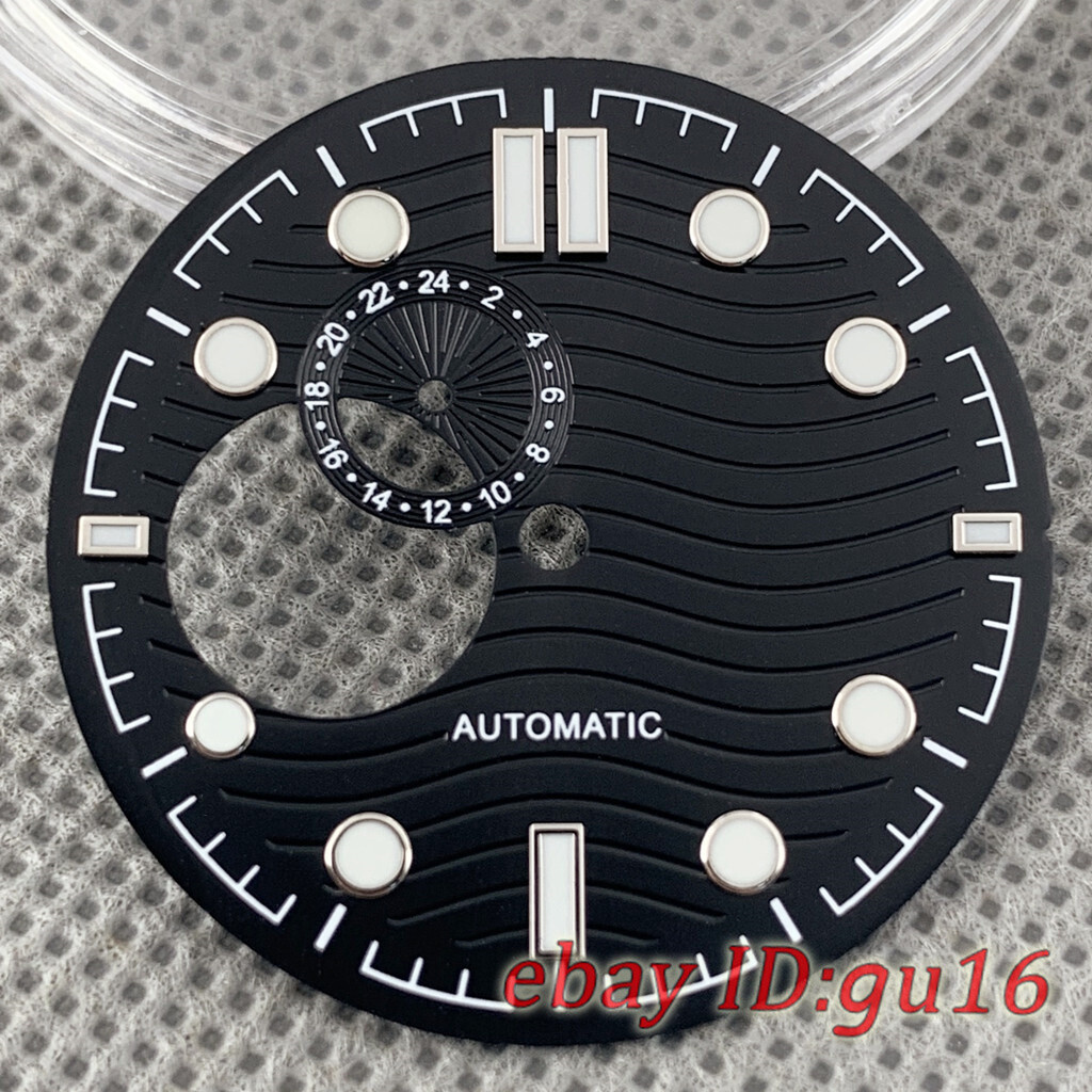 31mm Sterile White Black Blue Watch Dial Green Luminous Fit NH39/NH39A Movement
