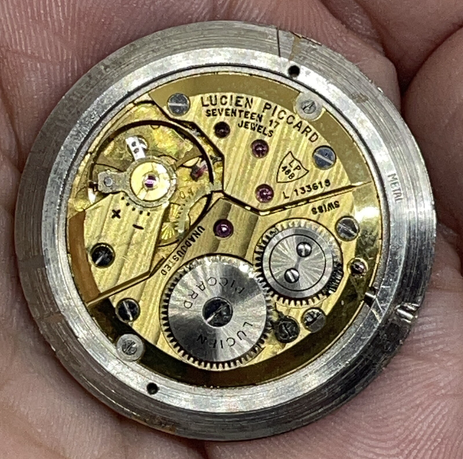 LUCIEN PICCARD LP 48B MOVEMENT 17 Jewels Swiss Does Not Run