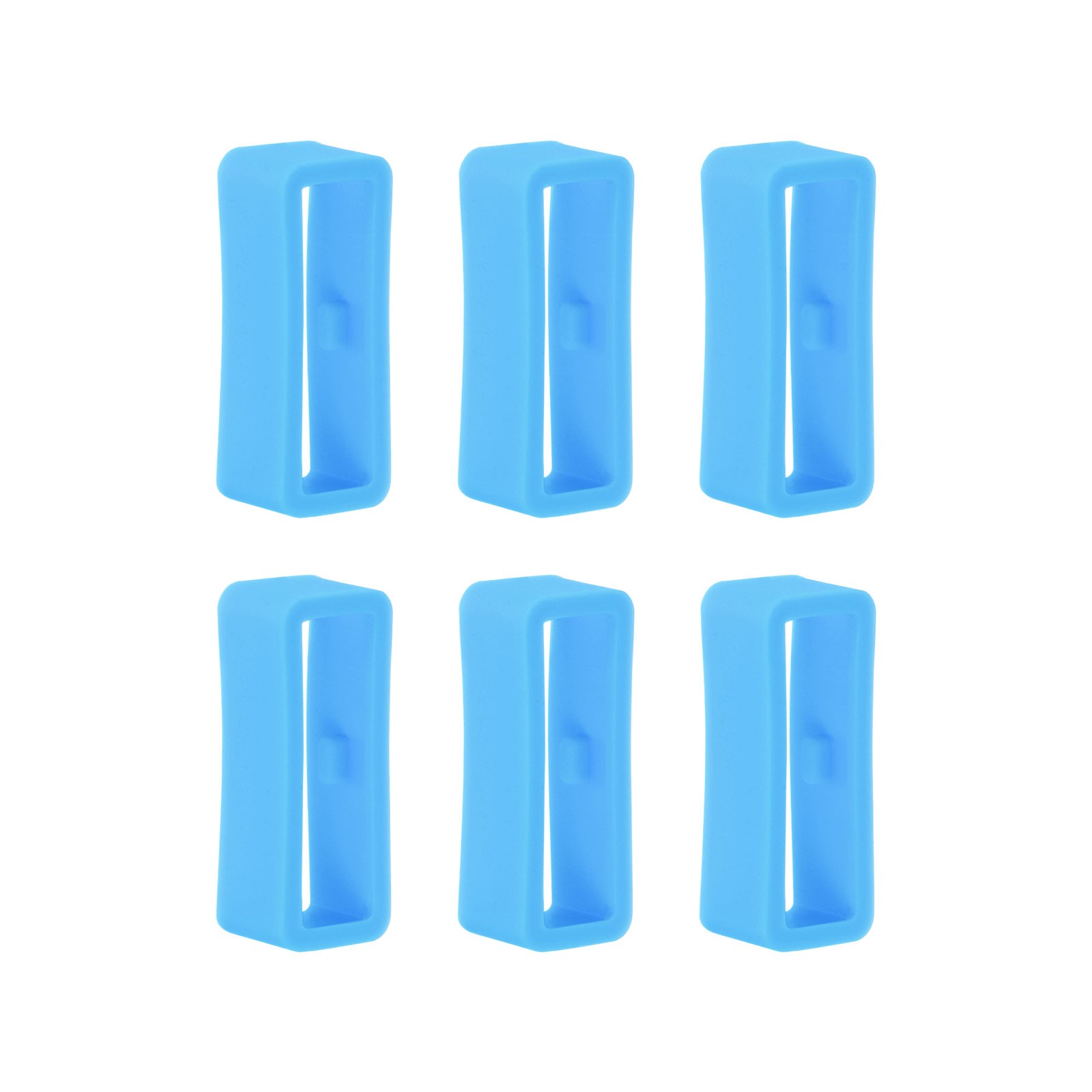 6pcs Watch Strap Loop Fastener Rings 18mm Rubber Watch Holder Keeper Light Blue