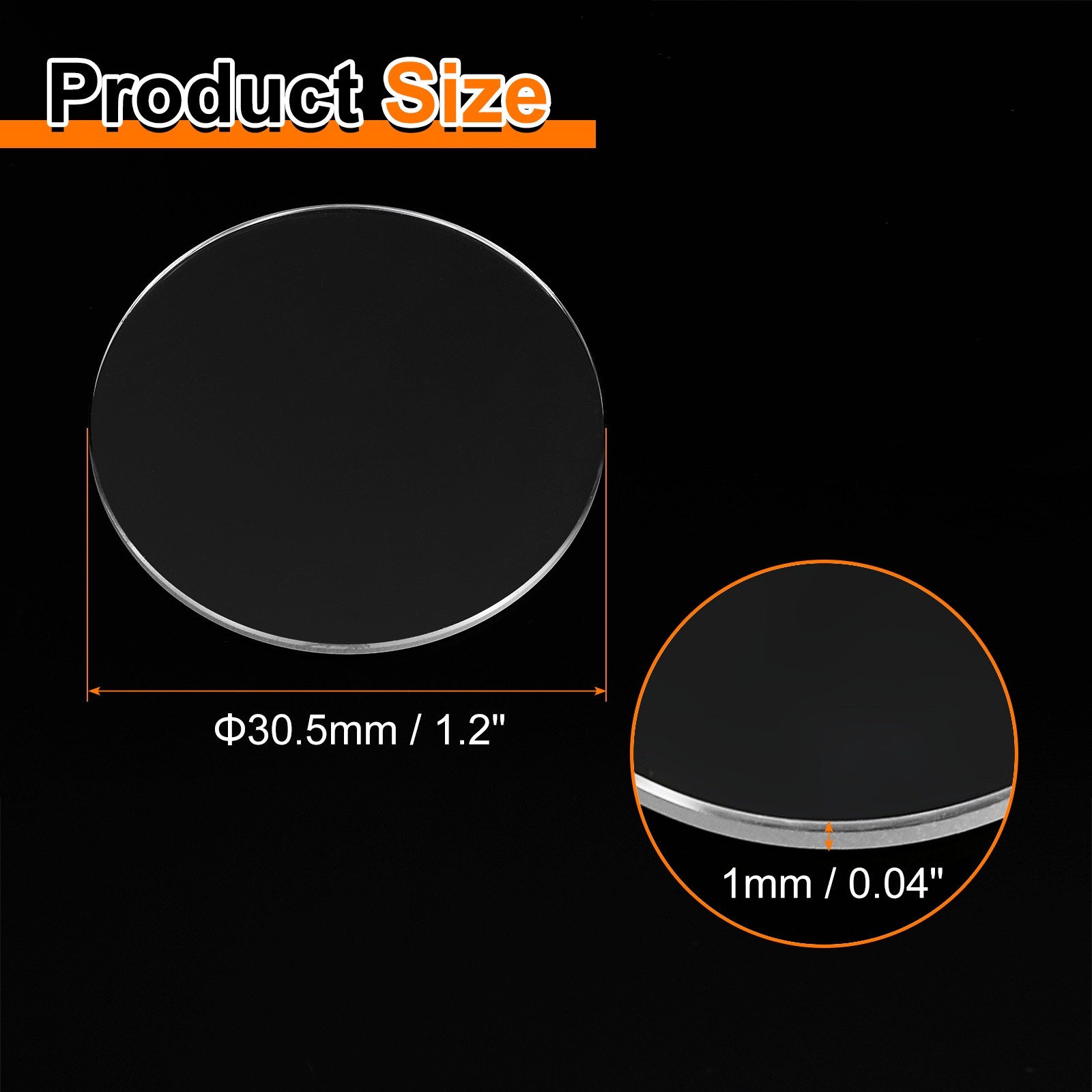 Watch Crystal Glass Lens 30.5mm Dia 1mm Thick Flat Round Sapphire Replacement]