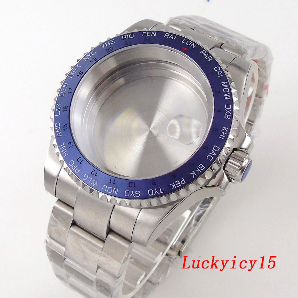 Bliger 40mm Mens Watch Case Fit NH35A NH34 Sapphire Glass Black Ceramic Bezel