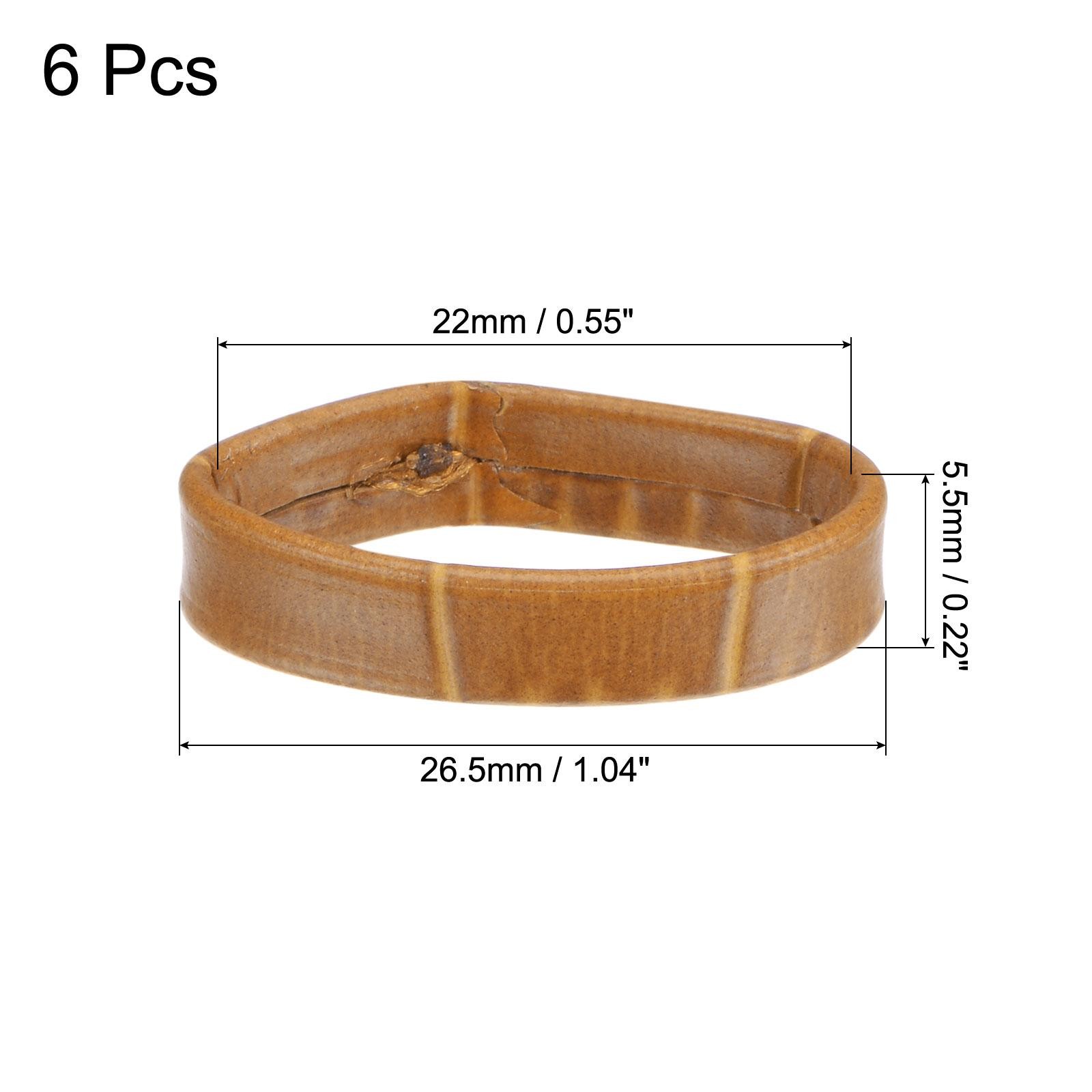 6 Pcs PU Leather Loops Retaining Ring for 22mm Width Watch Band, Brown