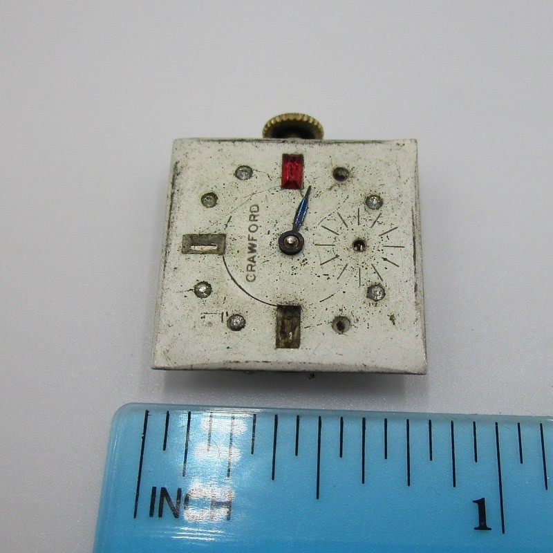 Vintage Crawford 7 Jewel Swiss Watch Movement Manual Wind Mechanical Running