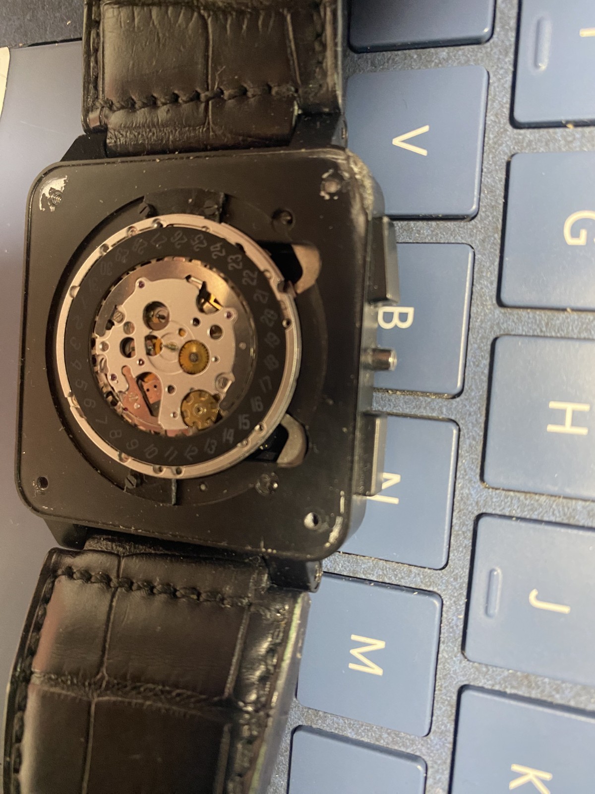 USED Bell & Ross BR0394S Watch movement and Crocodile Strap “AS IS”