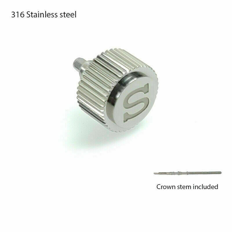 Knurled Crown SKX007/9 Stainless Steel Crown For Seiko 7s26 NH35 NH36 6R15