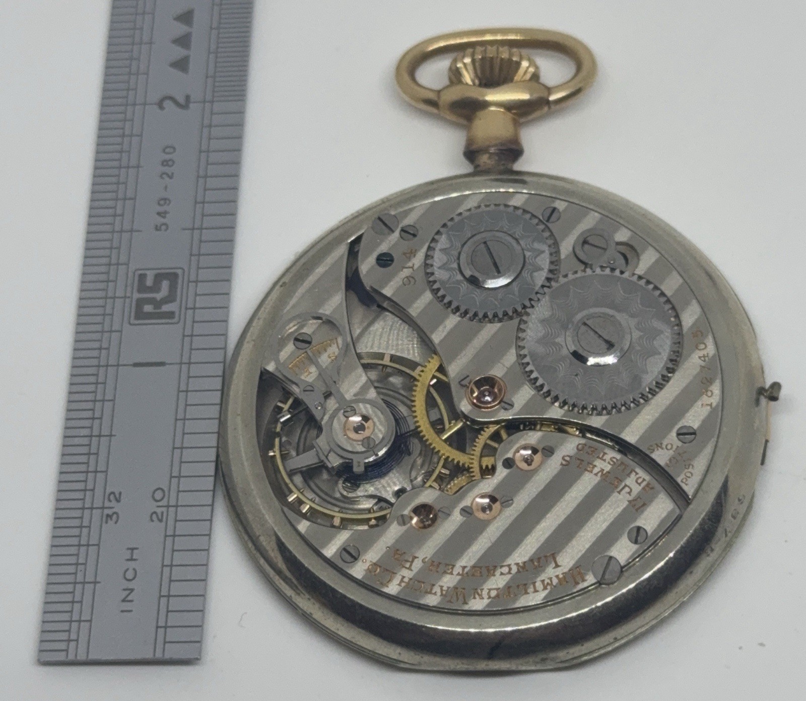 Hamilton Pocket Watch 914 Movement 17 Jewels 3 Positions 1917 12s Does Not Run