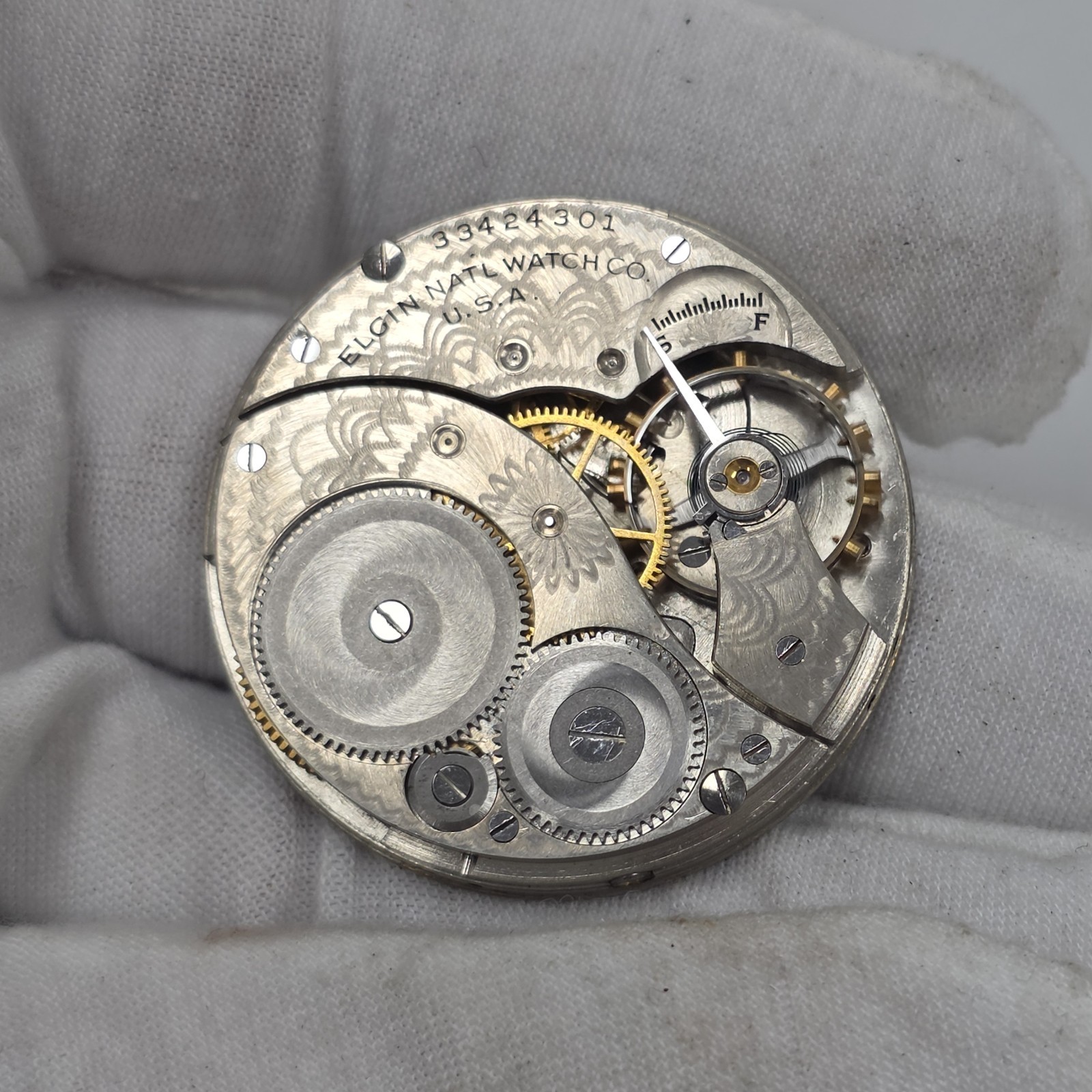1932 Elgin 12S Grade 303 7J Pocket Watch Movement Mechanical Model 3