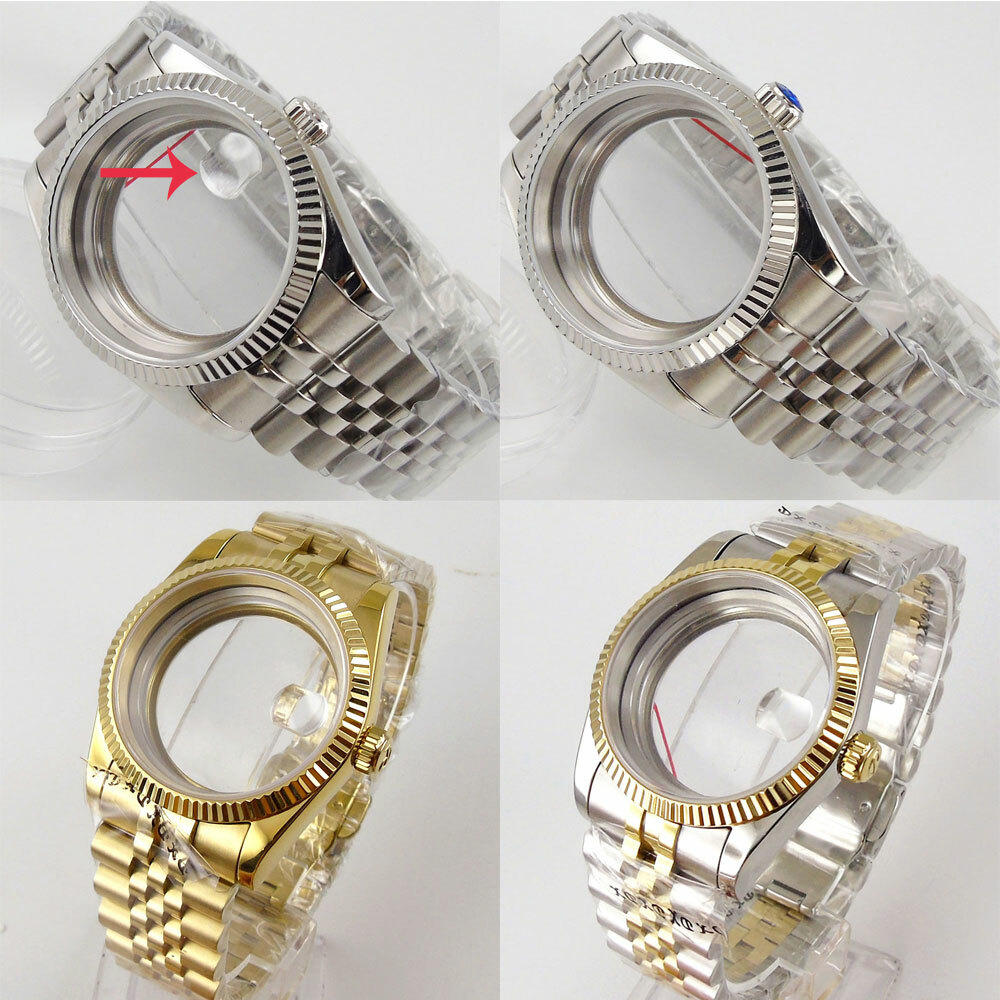 36mm Sapphire Crystal Watch Case For Miyota8215 821A DG2813 ST1612 Jubilee Strap
