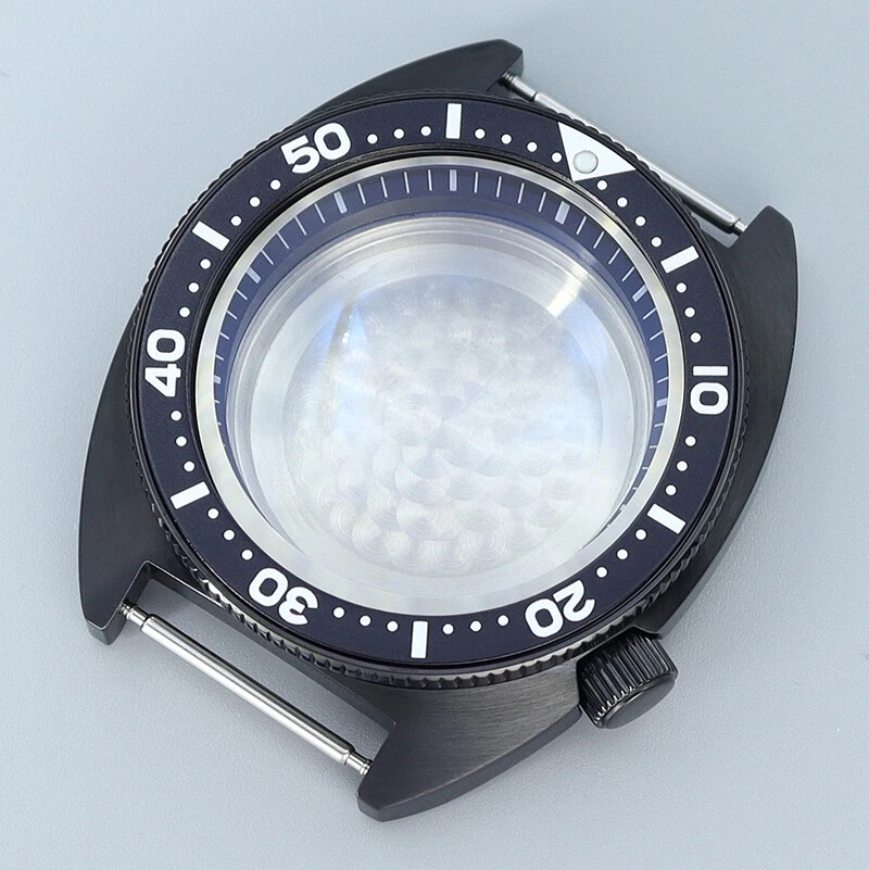 41mm Turtle PVD Black Watch Case Stainless Steel Sapphire Glass For Seiko NH35