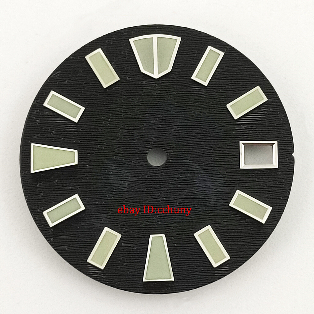 29mm Black/blue/ white Watch Dial Green luminous fit NH36 NH36A movement