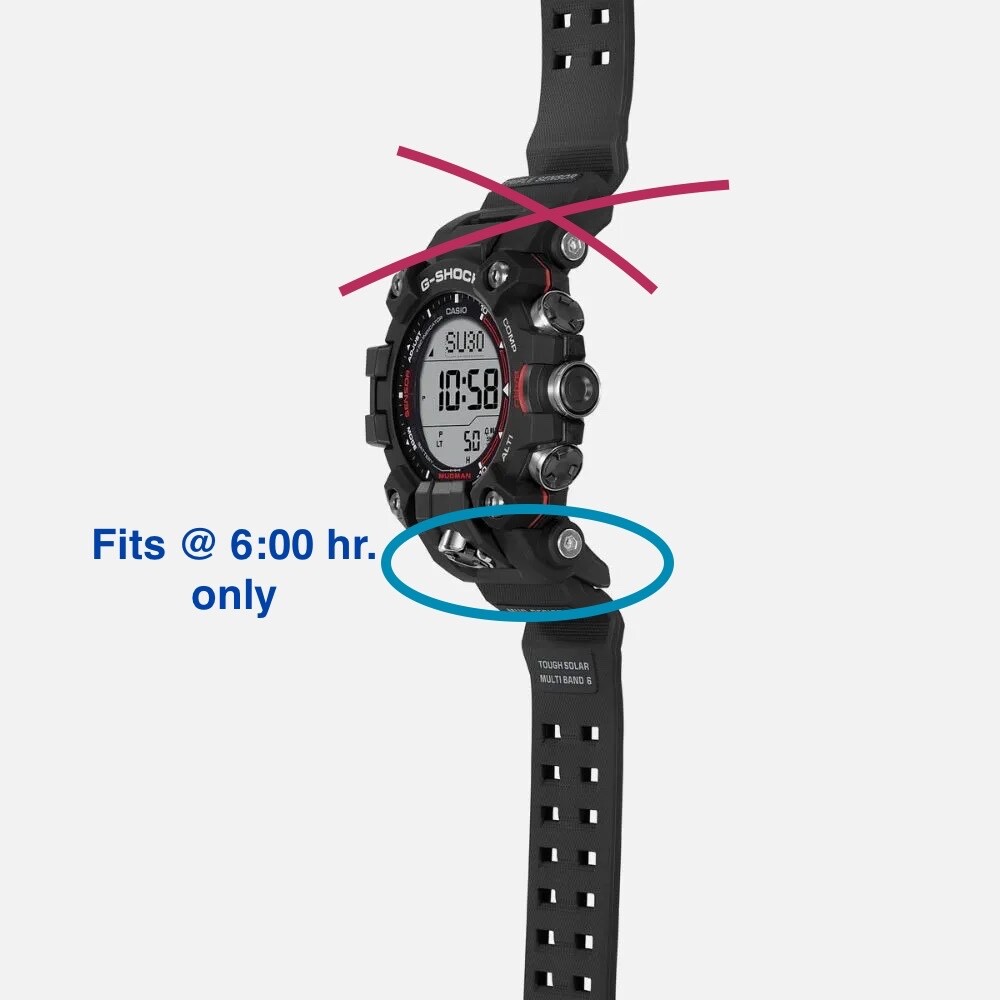 Casio G-Shock Mudman GW-9500 black resin watch band end piece @ 6:00