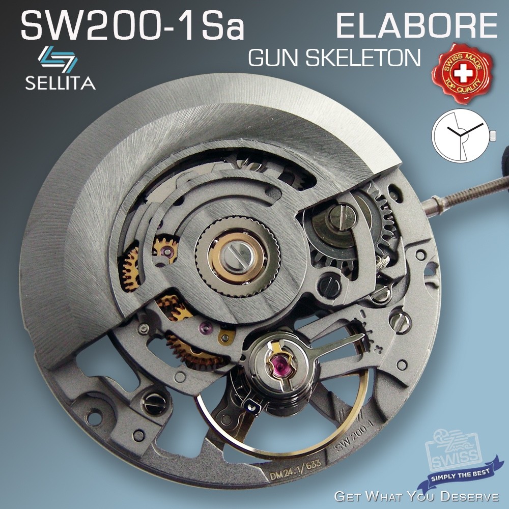 MOVEMENT AUTOMATIC SELLITA SW200-1 Sa, ELABORE, GUN-ANTHRACITE, SKELETON BEAUTY