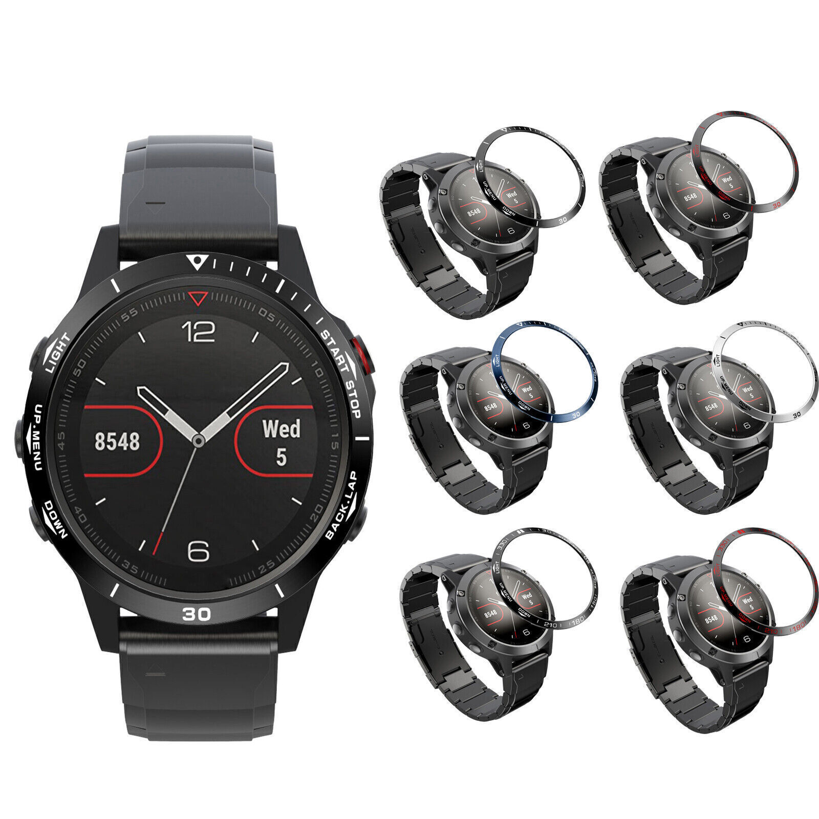 For Garmin Fenix 5 Smartwatch Stainless Steel Bezel Ring Etching Numbers COVER