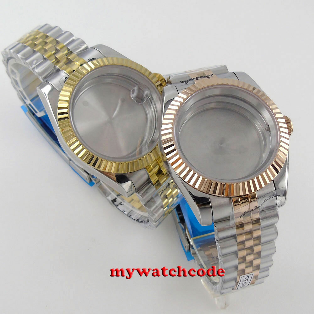 40mm sapphire glass two tone Watch Case fit NH35 NH36 eta 2824 8215 movement