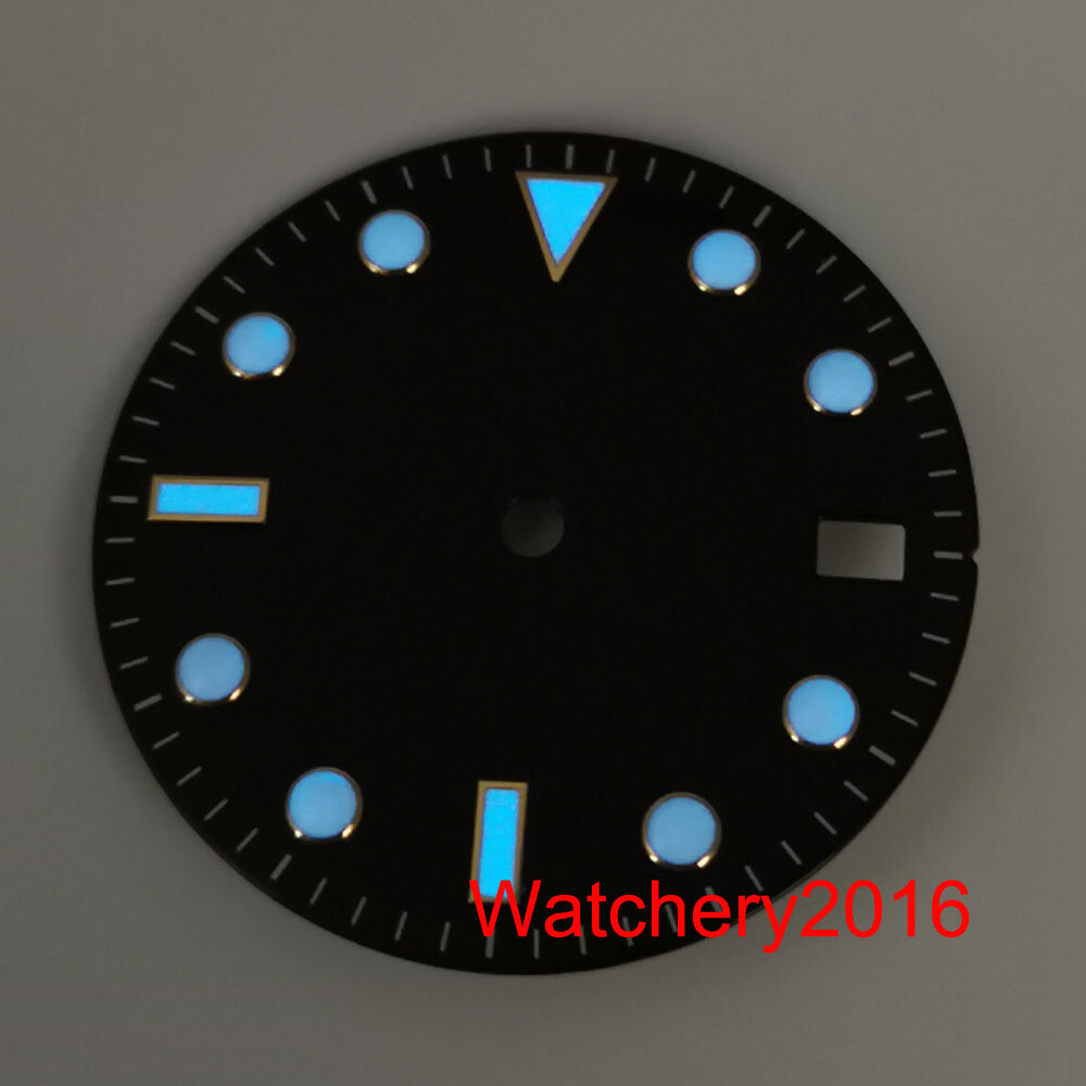 28.5mm Sunburst Watch Dial Luminous Green Rose gold Fit NH35 Miyota DG Movement