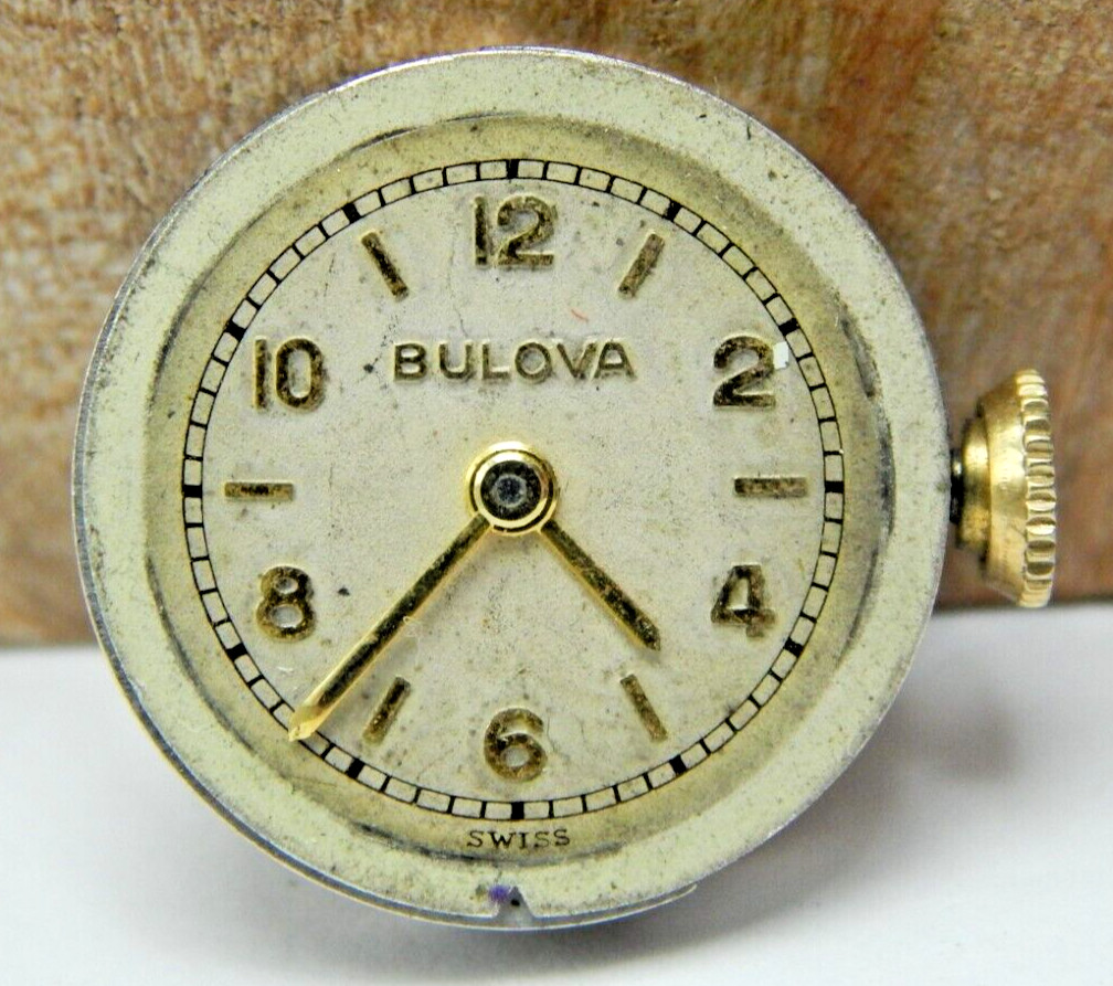 Vintage 1937 Bulova 7AM 7 jewel ladies wrist watch movement with dial and hands