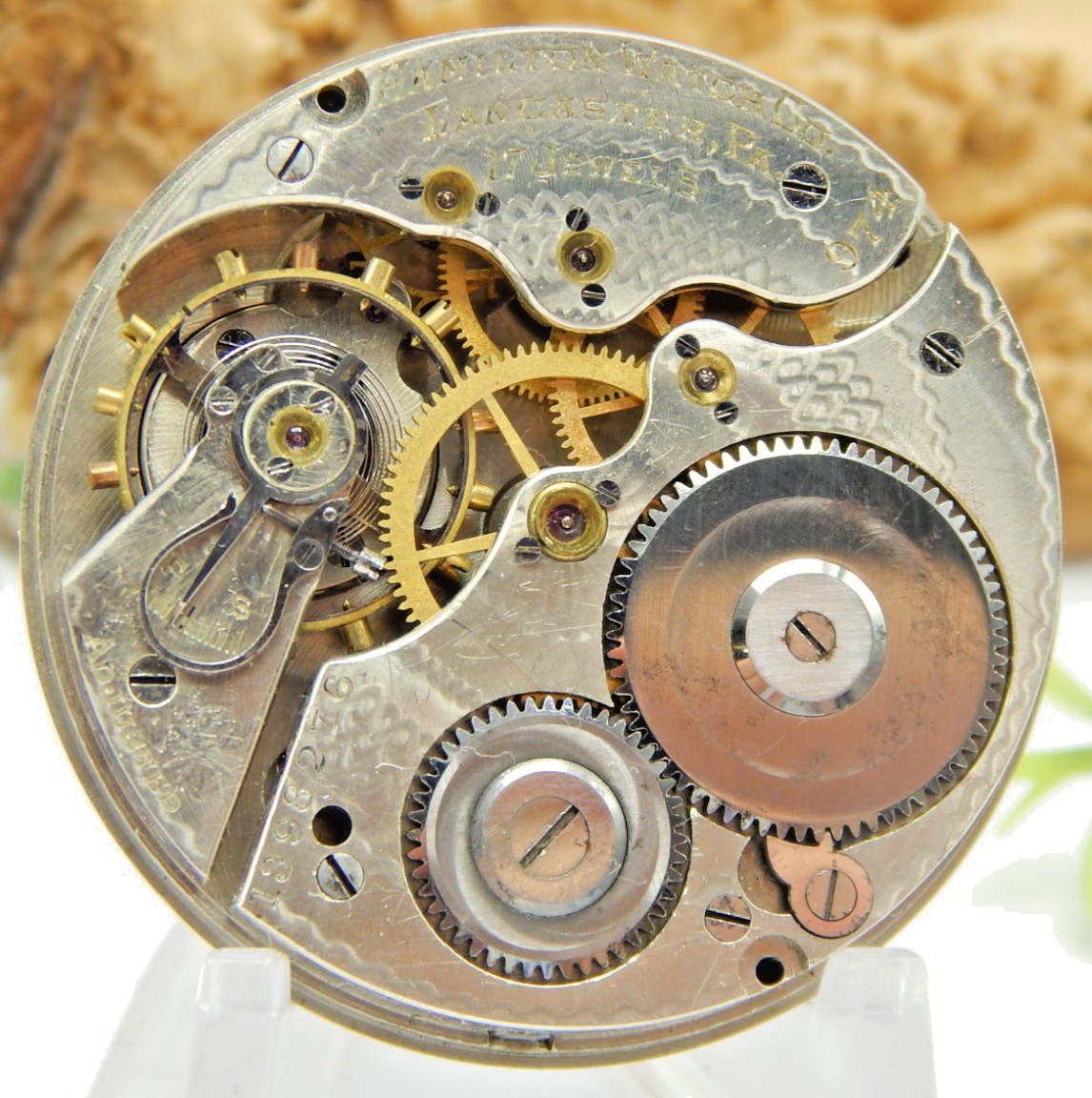 Antique Pocket watch movement Hamilton 17 jewel grade 974 16 size Open Face 1920