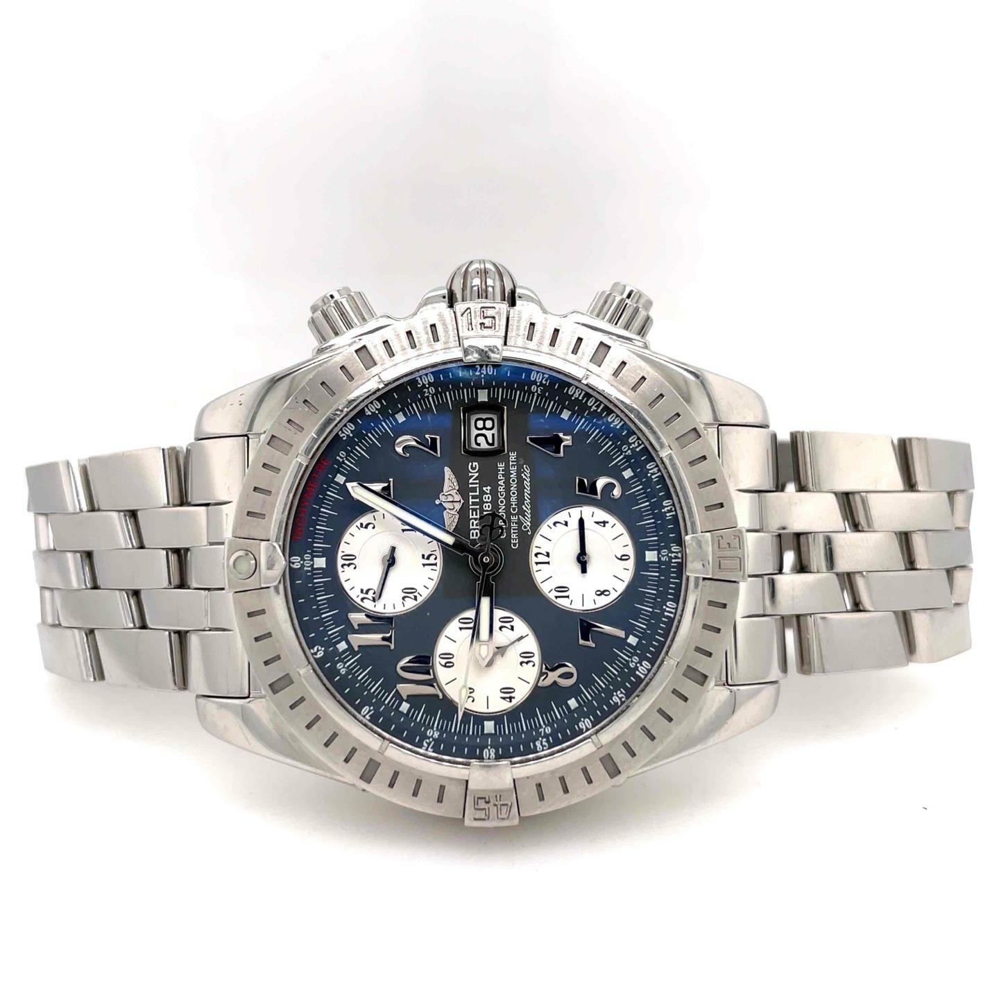 Breitling Chronomat Evolution Chronograph 43mm Steel Grey Dial Mens Watch A13356