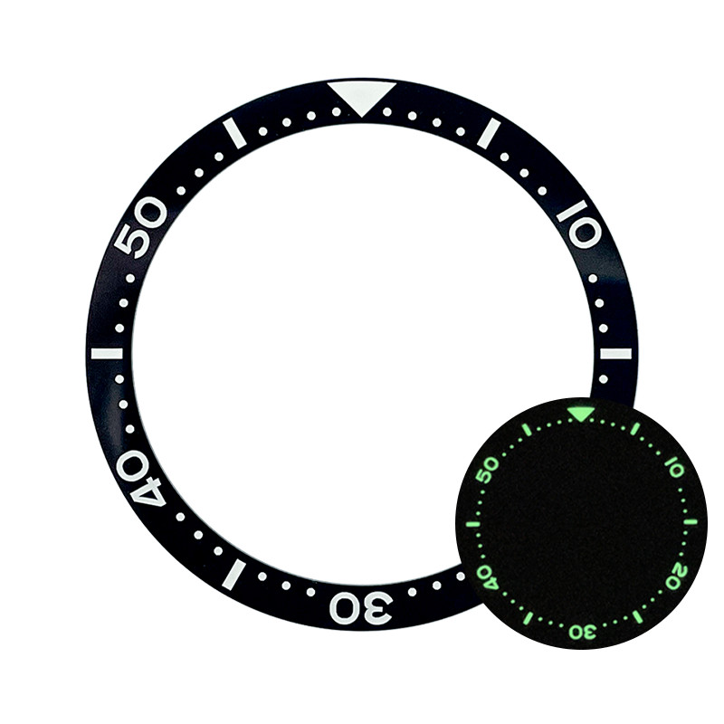 Flat 38mm BGW9 Lume C3 Ceramic Bezel Insert SKX007 Mod Top Quality [Black Blue]