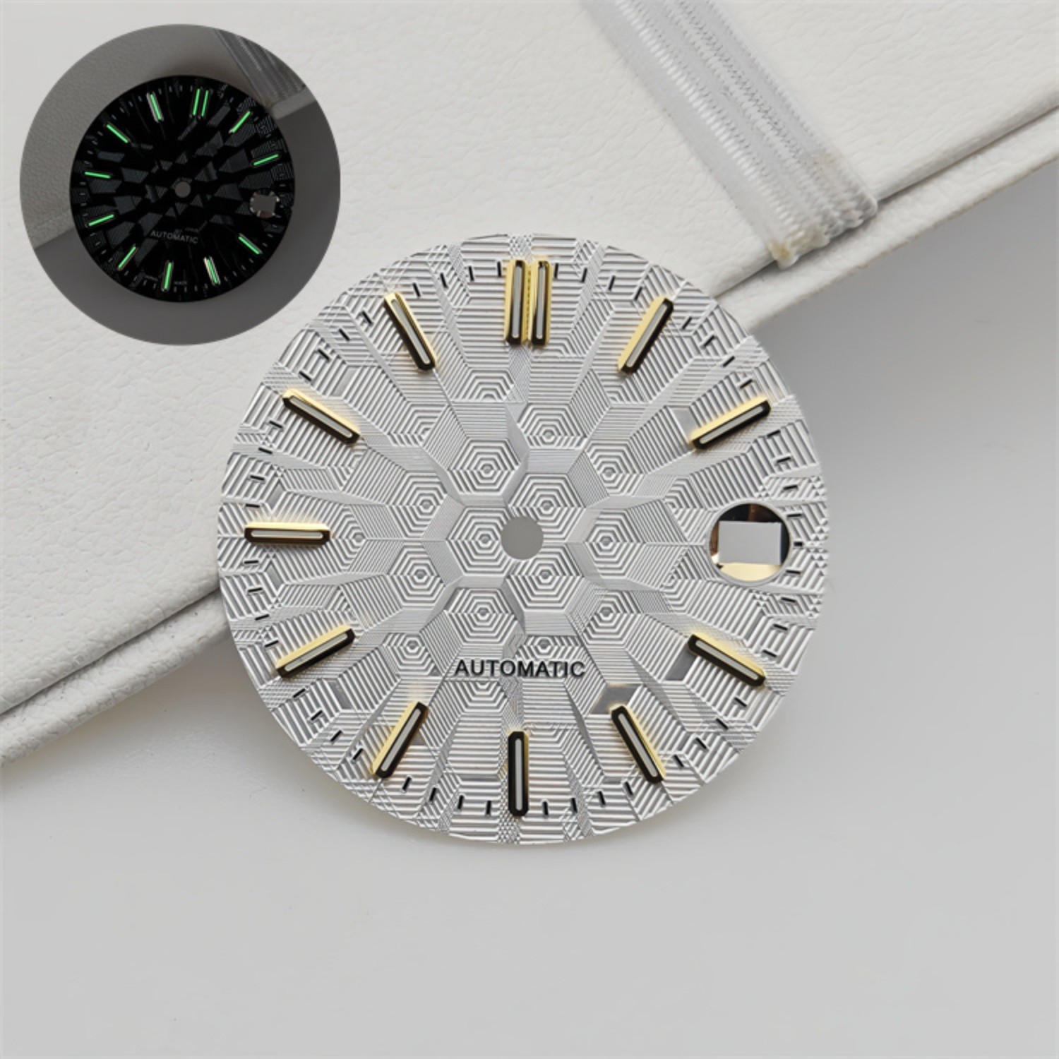 NH35 Dial 28.5mm Architectural Dial Green Luminous DIY for NH35/NH36 Movement
