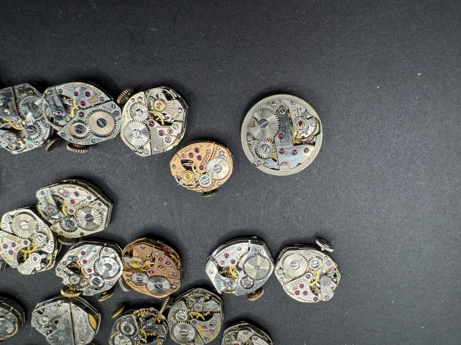 Vintage Rare Lot of 33 Automatic Movements Waltham Benrus Westfield Clinton