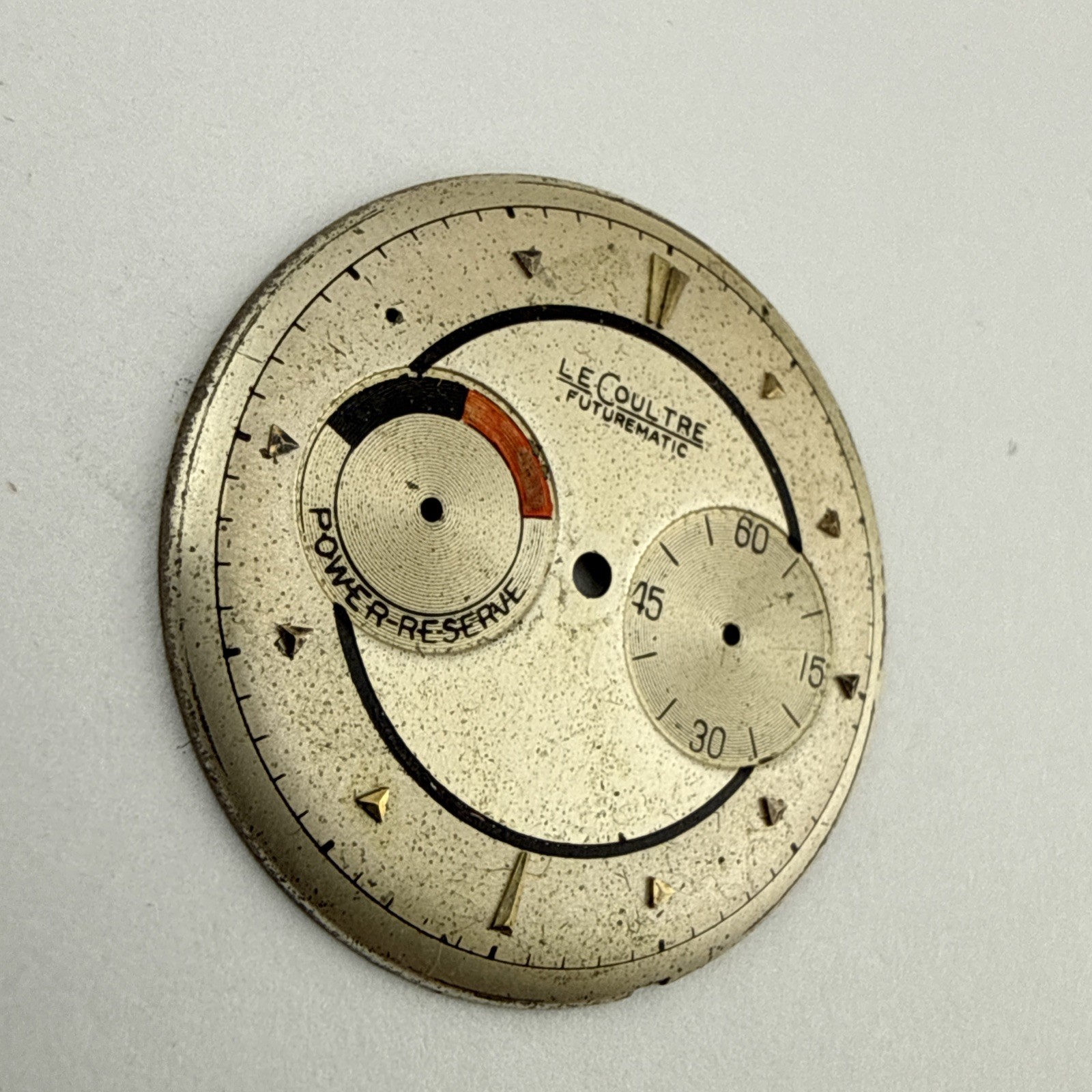 LeCoultre futurematic 497 817 watch part dial with power reserve – As Is