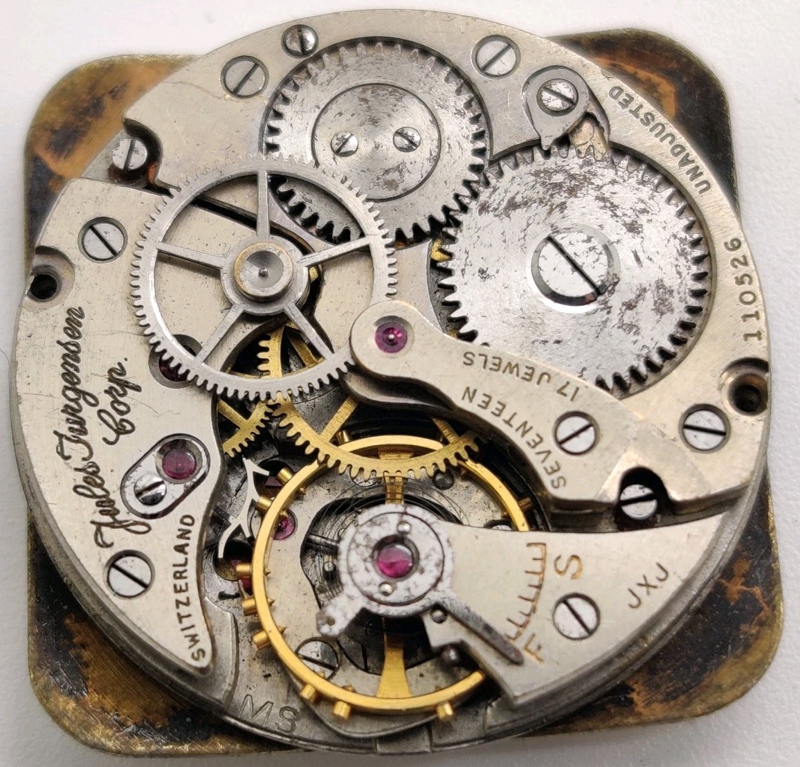 Rare Jules Jurgensen Cal. P MS 17 jewel Center Seconds watch movement for repair