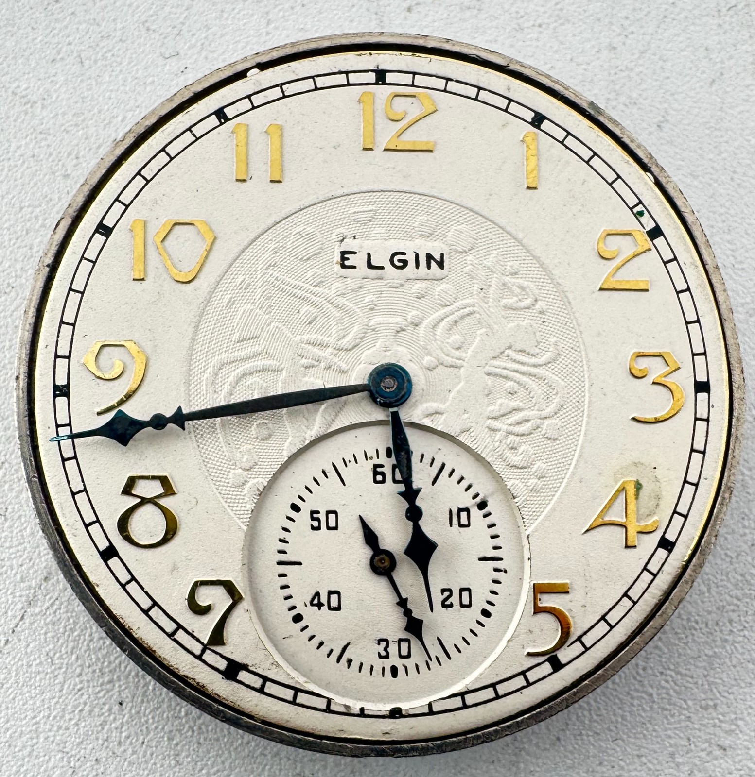 Vintage 12s 1928 Elgin White Art Deco Dial 17J Pocket Watch Movement 345 USA