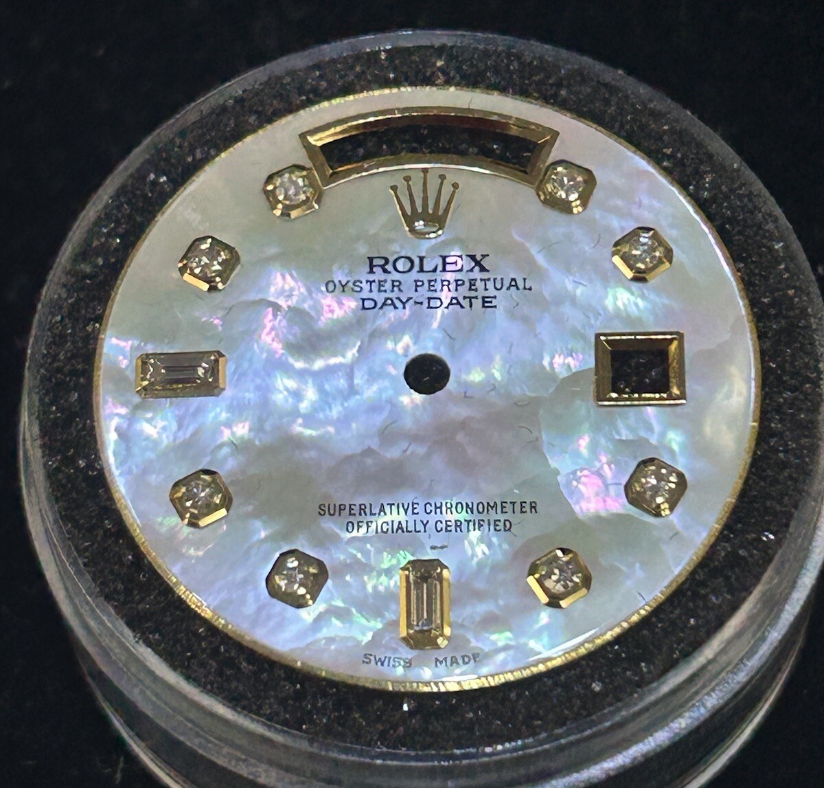 Rolex Mens NonQuick President Custom MOP Baguette Diamond Dial For Model 1803