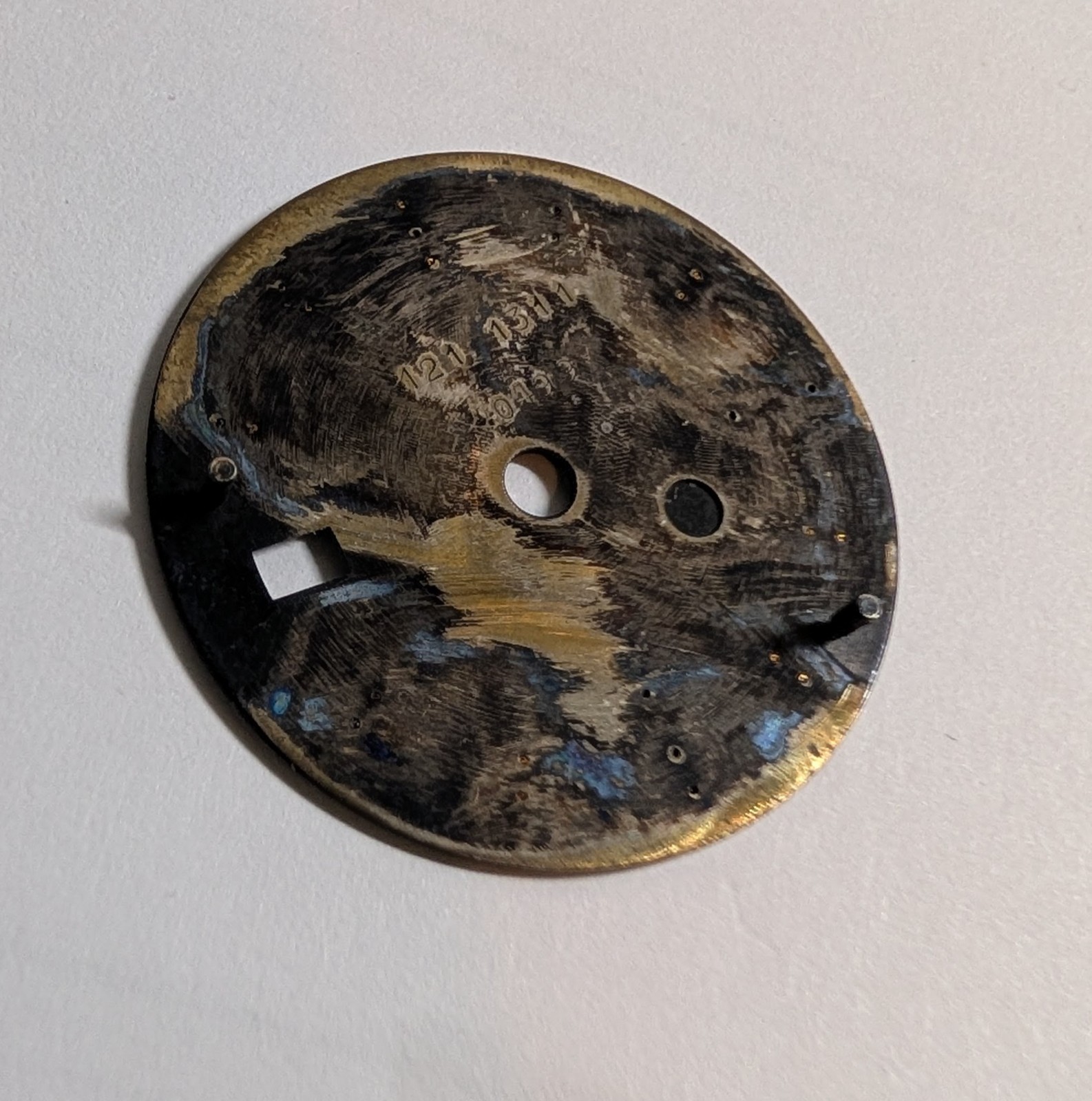 Damaged – rolex gmt master black glossy gold nipple dial for parts or practice