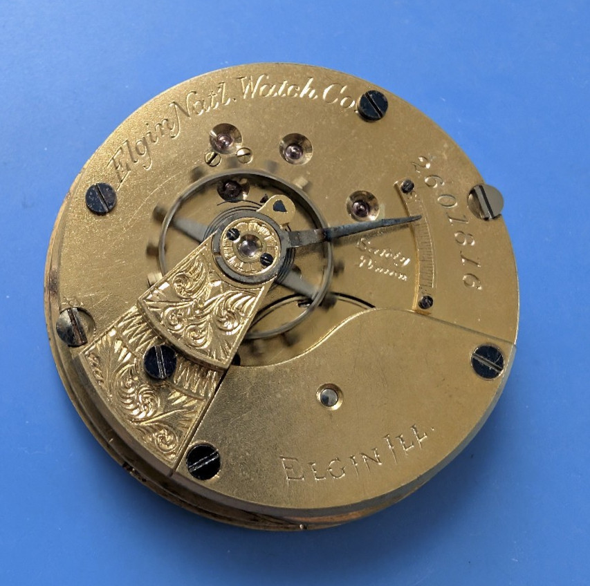 VINTAGE 18 SIZE ELGIN GRADE 10 POCKET WATCH MOVEMENT RUNNING