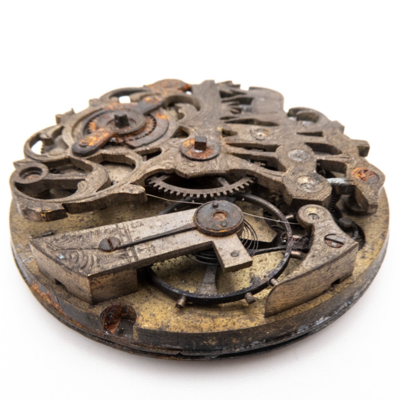 Partial 49.5 mm x 12.3 mm Antique Pocket Watch Movement, Decorated with Animals