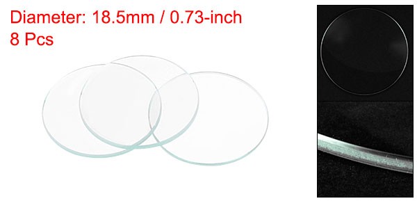 8Pcs 18.5mm Dia Watch Glass Crystal Lens Single Dome Round 1.5mm Edge Thickness